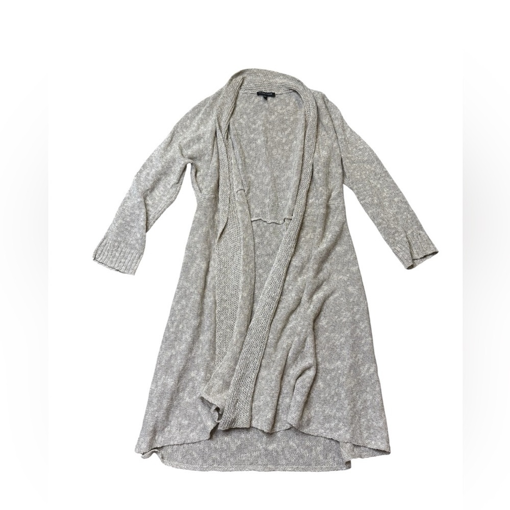✨‎ Eileen Fisher Linen Blend Shawl Collar Open Cardigan Sweater Oatmeal M ✨